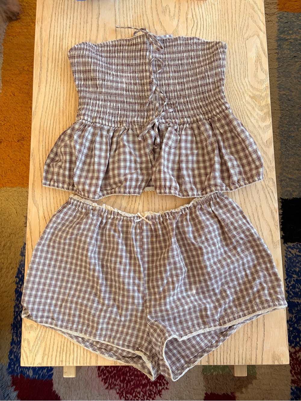 Cotton Candy LA Brown Gingham Two Piece Set